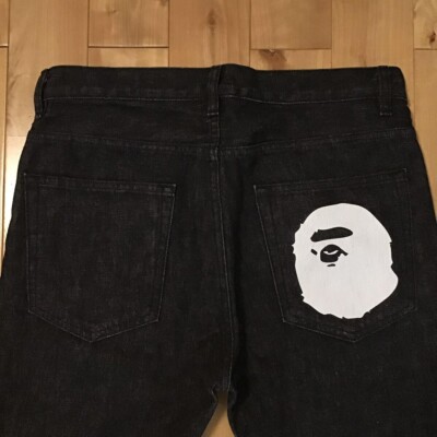 BAPE APE HEAD logo black denim pants A Bathing Ape Size M | eBay