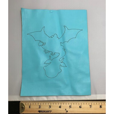 Sale #2 7''x9'' DRAGON - Aqua Laser Etched Supple Lambskin Leather Hide Piece