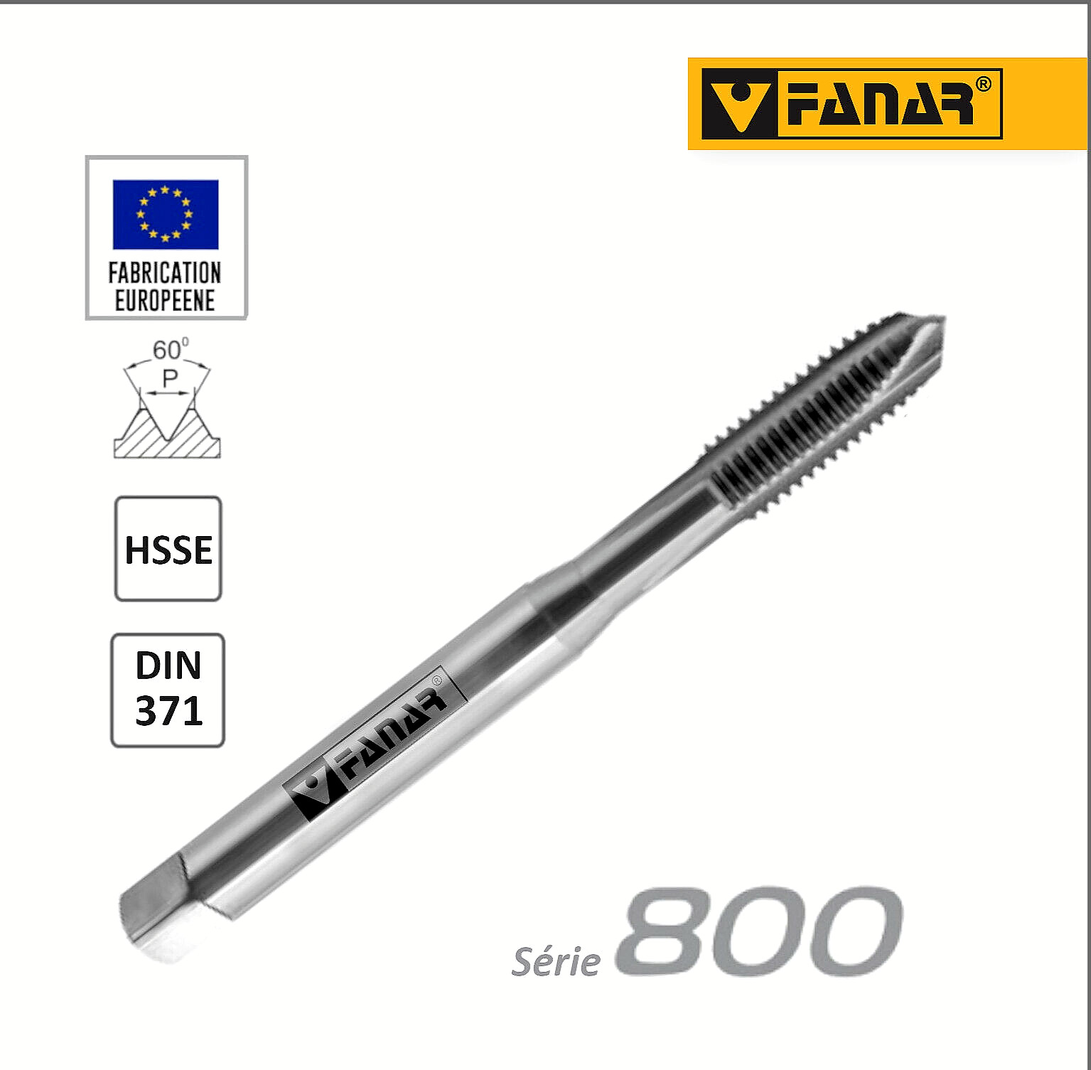 Taraud M10x0,75 HSSE Fanar haute performance pour évacuation optimale des copeaux