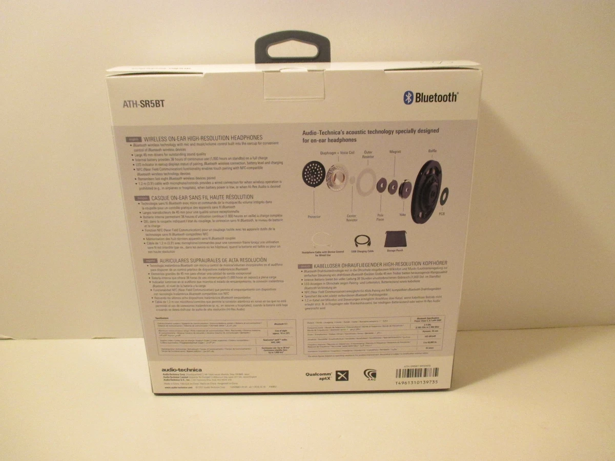 Audio Technica SR5BT Bluetooth High Resolution Wireless On Ear