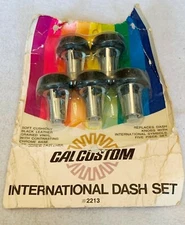 Vintage Cal Custom 5pc Chrome/Black International Dashboard Knob Set #2213 