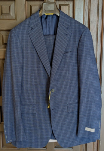 CANALI Kei Impeccabile 100% Wool Suit, Blue Plaid, Size 44L (54 EU) - Picture 1 of 8