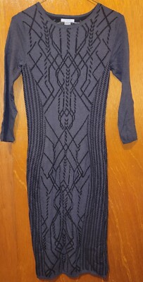 H&M Grey Black Fitted Embroidered Sweater Dress Stretchy & Soft Small Good Cond. | eBay H&M Grey Black Fitted Embroidered Sweater Dress Stretchy & Soft Small Good Cond. | eBay