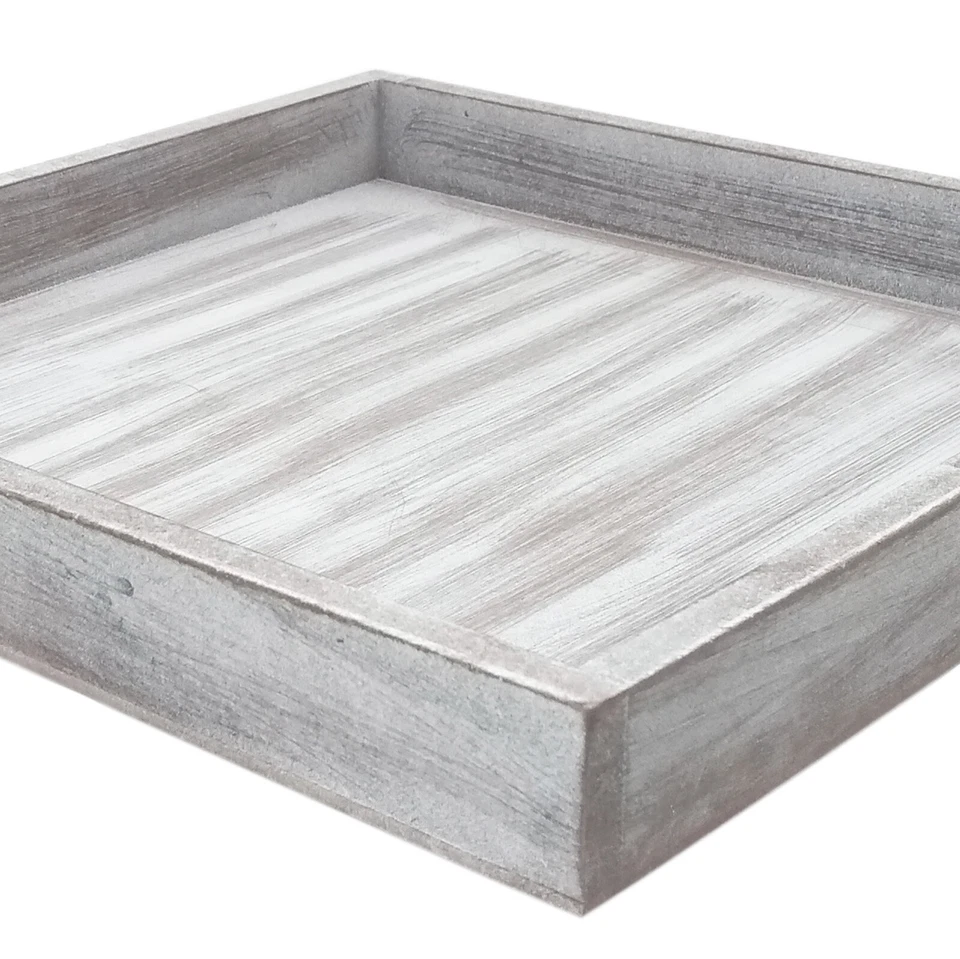 Deko Tablett Holz Weiß-Grau Dekoplatte Kerzen Tisch Servier Shabby Chic 30x30cm - Bild 3 von 4