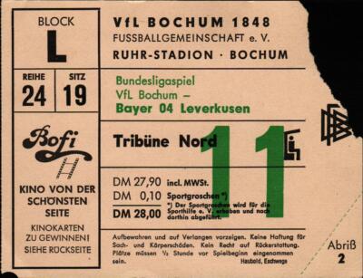 2474 Ticket BL 82/83 VfL Bochum - Bayer 04 Leverkusen, North Stand