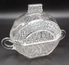 EAPG High Dome Covered Dish with Handles Daisy and Button Pattern 8.5" x 6.25"