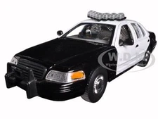 1999 FORD CROWN VICTORIA POLICE CAR BK/WT W/CASE 1/24 BY WELLY SH2082S-BSW