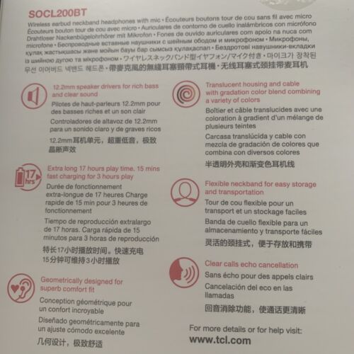 TCL SOCL200BT Wireless Earbuds Bluetooth Headphones with 12.2mm Speaker Drivers - Picture 3 of 3