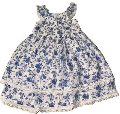 PIPPA & JULIE Dress Blue & White Floral Layered Spring Easter 3T Sleeveless  | eBay
