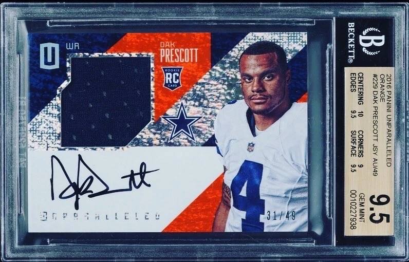 Dak Prescott Panini Unparalleled #229 Autograph Jersey-Orange