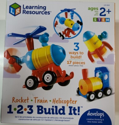 Learning Resources 1 2 3 Build It Rocket Train Helicopter Toddler Building (NEW)