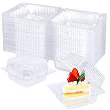 100 Pack Clear Plastic Square Hinged Food Clamshell Container,Disposable to Go C