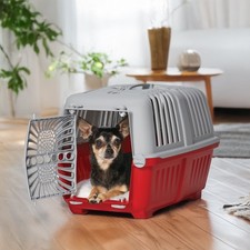 19 Inch Spree Travel Pet Carrier for Dog or Cat with Plastic Door, Red