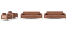Sofagarnitur Braun Sofas 3-Sitzer Modern Sessel Komplett Sitzm&ouml;bel Leder