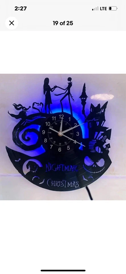 Reloj Disco Vinilo Navidad Pesadilla Antes De Navidad ¡Nuevo En Caja! ¡Luces LED! Foto 4 de 4