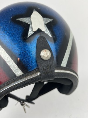 Vintage 70s Thunderbolt Helmet Red White Blue USA Metal Flake