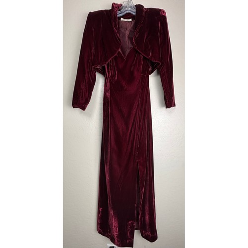 Victor Costa Boutique Burgundy Velvet Strapless Maxi Dress & Bolero Jacket 2551