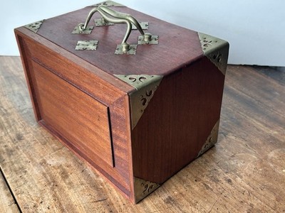 Vintage Chinese Mahjong Set Housed In Rosewood Carrying Case With Brass Handles.