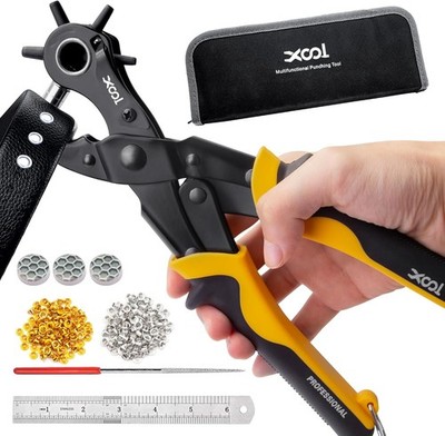 XOOL 2 in 1 Leder Lochzange Ösen Werkzeug Set 4,5 mm