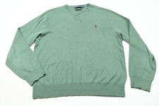 Polo Ralph Lauren Sweater Mens XL Green Long Sleeve V-Neck Pima Cotton
