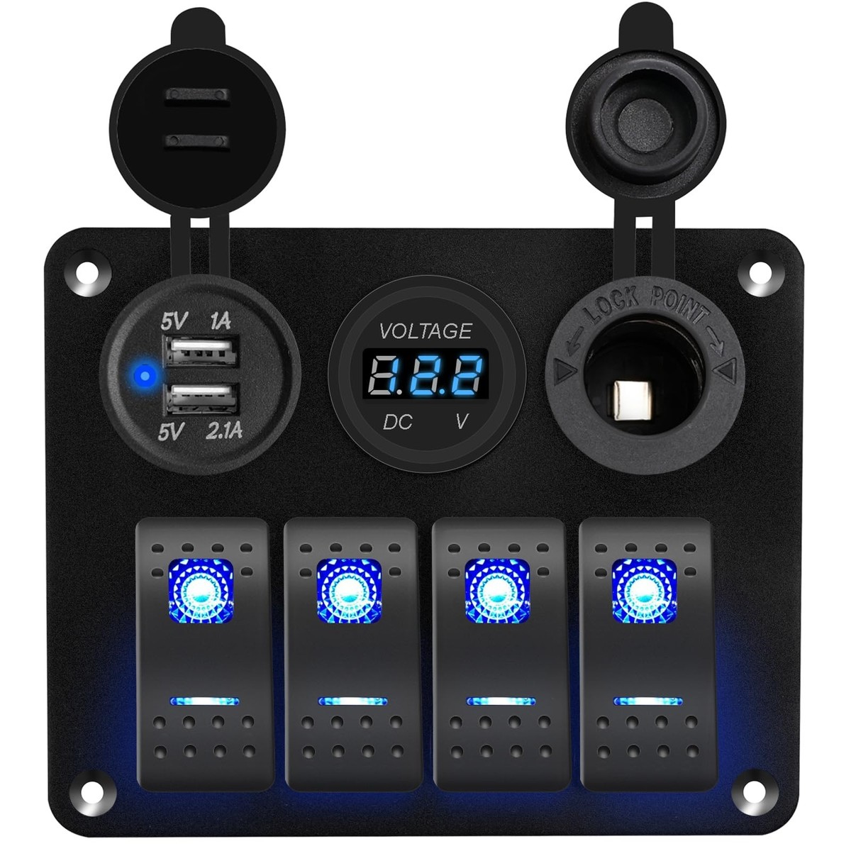 Buy Waterproof Marine Boat Rocker Switch Panel Gang With Dual Usb Slot