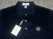 NWT Men's FAIRWAY & GREENE Golf Polo M BLUE w/USGA Golf Logo ~ Mercerized Cotton