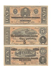 Lot of4 Confederate States of America Bills $1, $5 $10 and $20 Whitman Facsimile