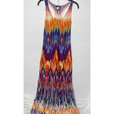 Woman's venus tie dye sleeveless racerback fringe long dress sixze XS