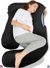 HIPHOP PANDA 57" U-Shaped Pregnancy Pillow - Full Body Maternity Support, Black