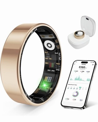 Smart Activity Tracker Ring Sleep Heart Rate Monitor Waterproof Gold Silver Siz 
