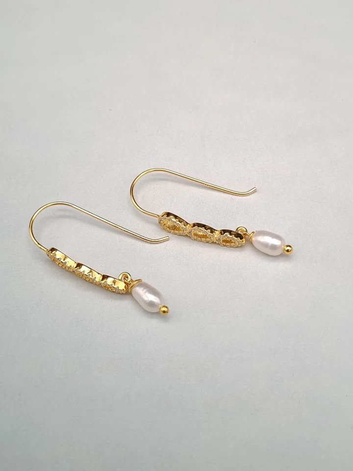 Orecchini donna perla argento 925  pendenti a lobo piccoli eleganti - Immagine 4 di 4