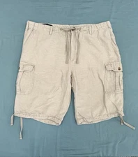 Perry Ellis Men’s 40 Linen Shorts Beige Tan