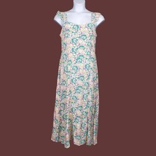 Loft Womens Sleeveless Multicolor Floral Print Ruffle Strap Midi Dress Size 10