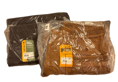 Carhartt Loose Fit Washed Duck Double-Front Work Pants Brown Utility Pockets Kn…
