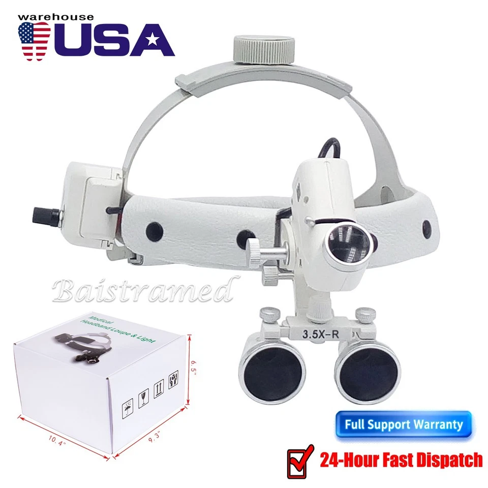 Lupas binoculares quirúrgicas médicas dentales 3,5X diadema lupa faro LED Foto 2 de 4