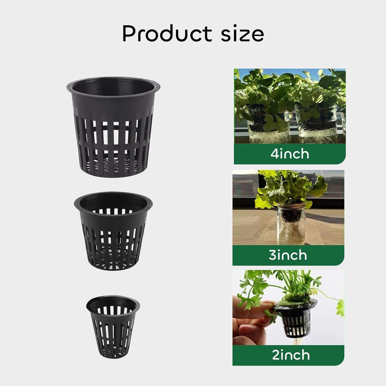 GROWNEER Net Pot for Hydroponics 100 Pcs 2 Inch Garden 2 Inches, Black 