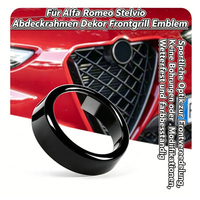 Frontemblem Zierrahmen Klavierlack Schwarz für Alfa Romeo Stelvio 2017-2020