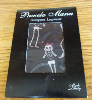 Pamela Mann Tights Skeletons ''Love Bones'' Gothic Made in Italy One Size