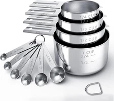 TILUCK Stainless Steel Measuring Cups And Spoons Set, Cups And Spoons,Kitchen