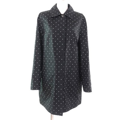 Excellent MOORER coat Dot Pattern Spring with Logo Button Black White polyester