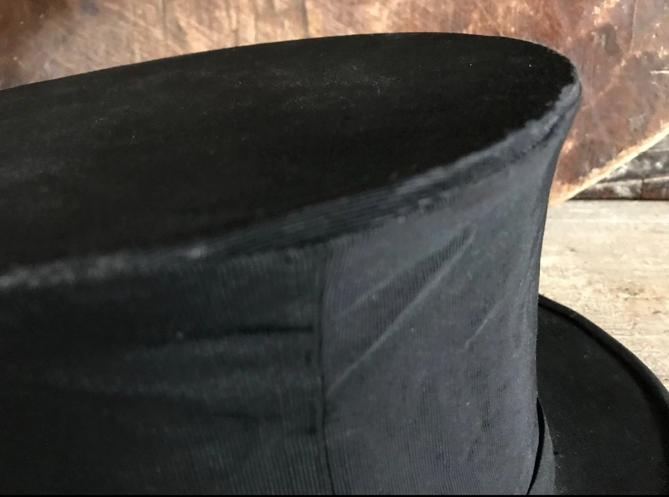 Sombrero de copa plegable de seda negro Stetson, Filadelfia, EE. UU.ca. 1900s o anteriores Foto 3 de 4