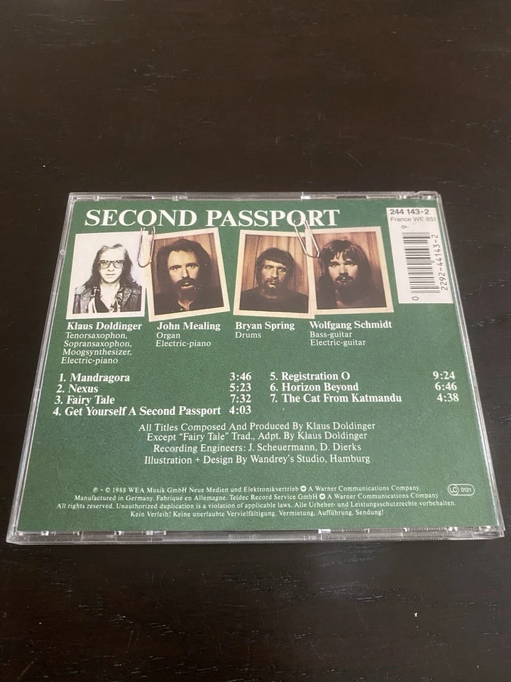 PASSPORT - SECOND PASSPORT (1988 Wea Musik Album CD) Rock 80 Jazz 80er Doldinger - Bild 2 von 3