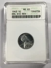 MINT ERROR 1943 LINCOLN STEEL CENT DOUBLE DIE REVERSE ANACS MS63 7EH25