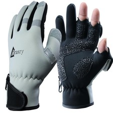Neoprene Ice Fishing Gloves Touchscreen 3 Cut Fingers Warm Cold Weather Suita...