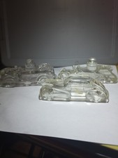 Lot Of 3 Antique Car Firetruck Glass Candy Containers