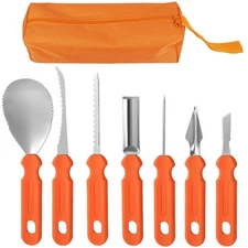 Halloween Pumpkin Carving Tools Kit, Complete 8pc Set with Scoop, Saws, Detai...