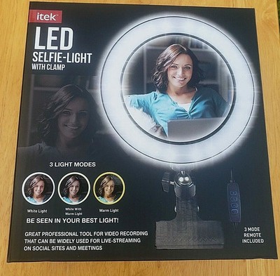itek LED Selfie Ring Light 8'' Diameter 104 LEDs Mounting Clamp Swivel Brand New