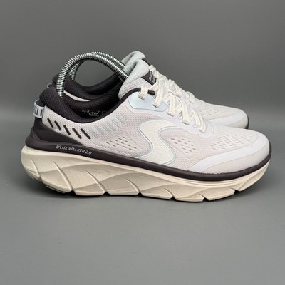 Skechers D'Lux Walker 2.0 Women's 9 White Mesh Athletic Running Sneakers Shoes