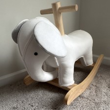 Pottery Barn Kids Elephant Cotton Plush Nursery Rocker with Wooden Base