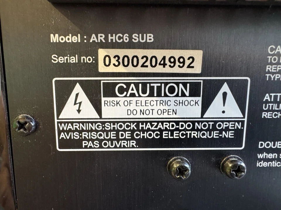Sistema de altavoces de cine en casa ACOUSTIC RESEARCH AR HC6 subwoofer Foto 3 de 4